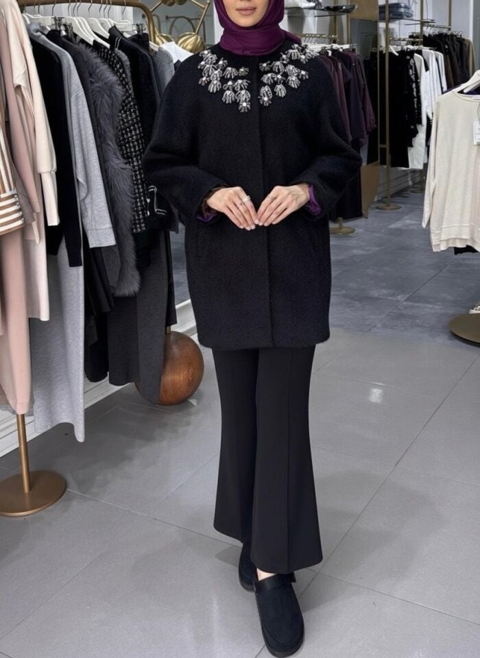 VELOURA İŞLEMELİ ANGORA KAP