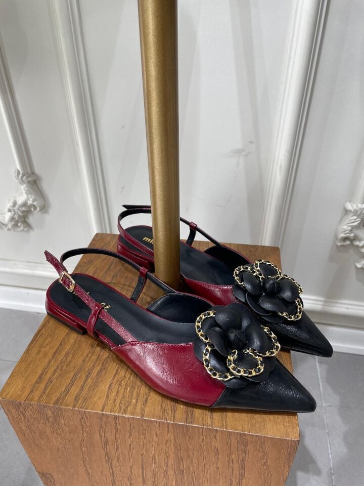 ÇİÇEK RUGAN AYAKKABI BORDO