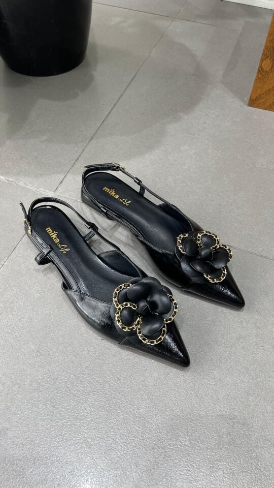 ÇİÇEK RUGAN AYAKKABI SİYAH