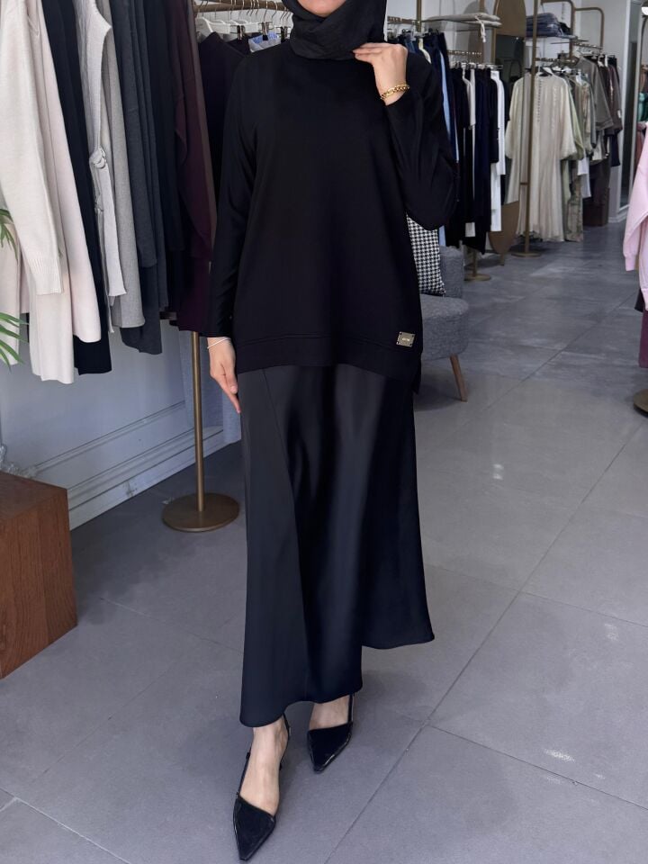 İPEK PAMUK BLUZ SİYAH