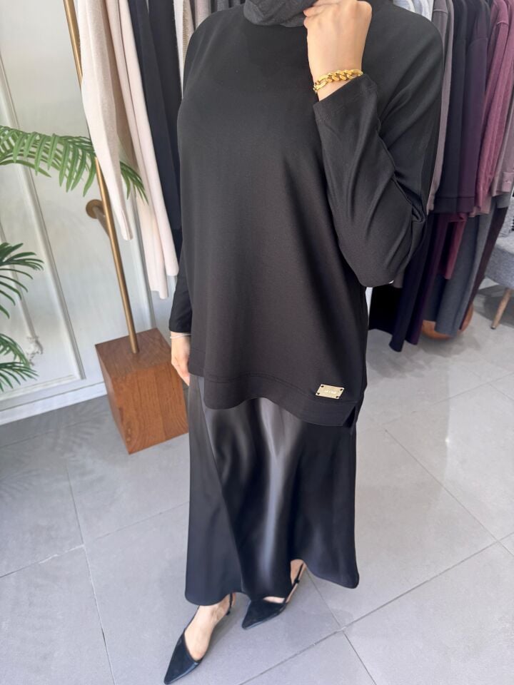 İPEK PAMUK BLUZ SİYAH