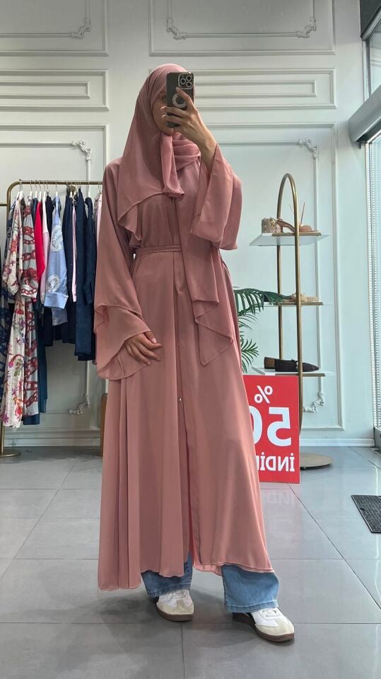 ABAYA ŞAL TAKIM PEMBE