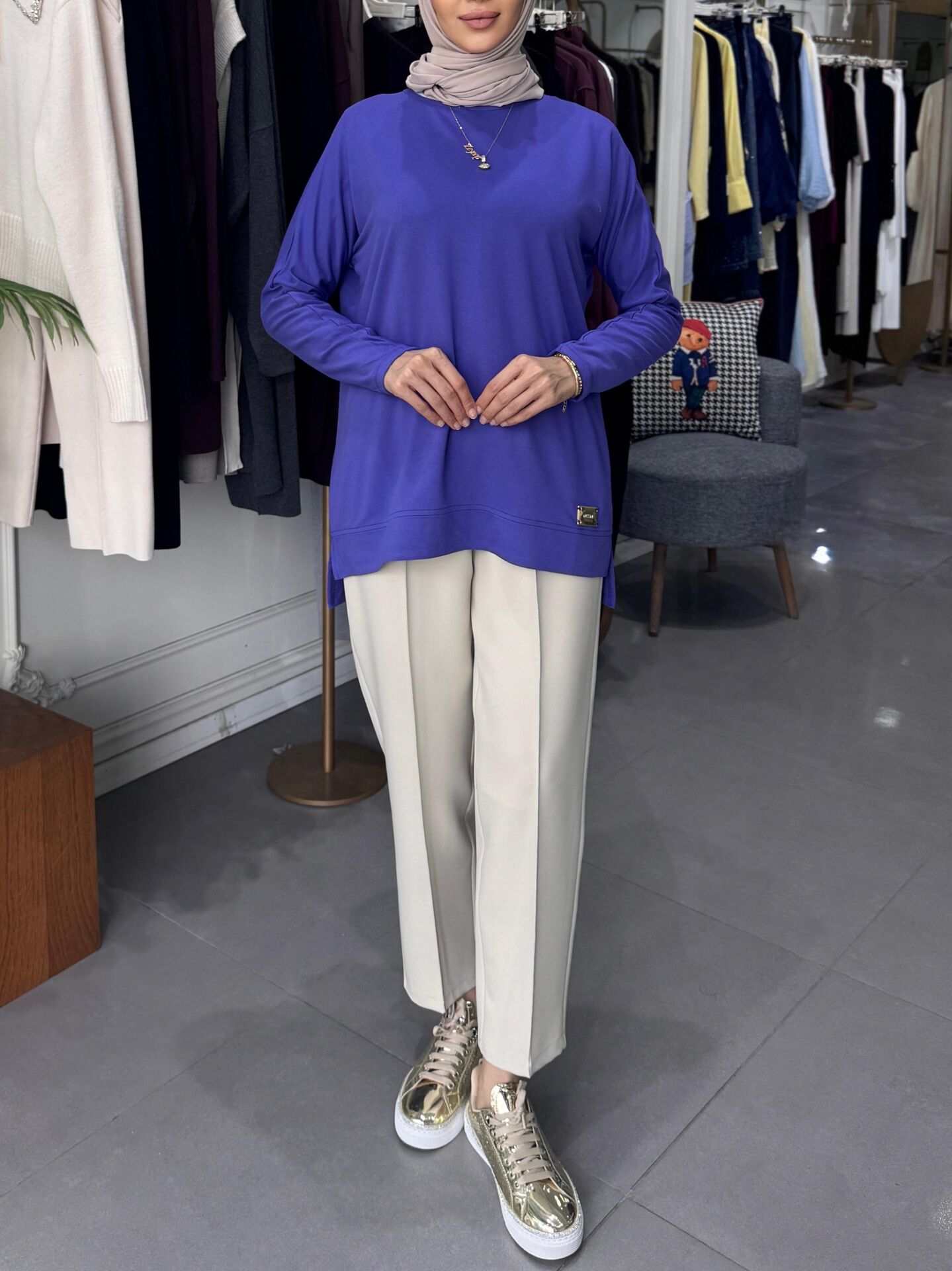 İPEK PAMUK BLUZ MOR