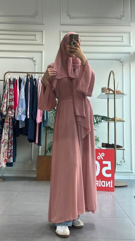 ABAYA ŞAL TAKIM PEMBE