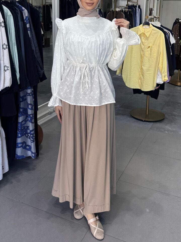 FIRFIR DETAY BRODE GÖMLEK EKRU