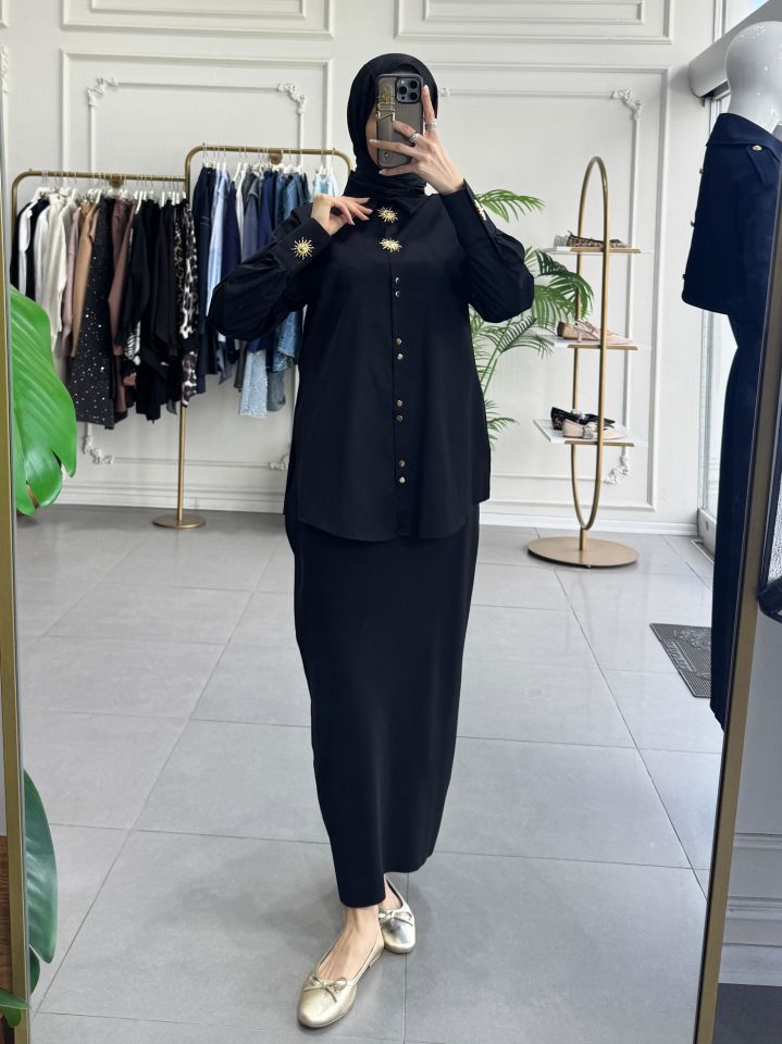 LİNE STİLE GÖMLEK SİYAH