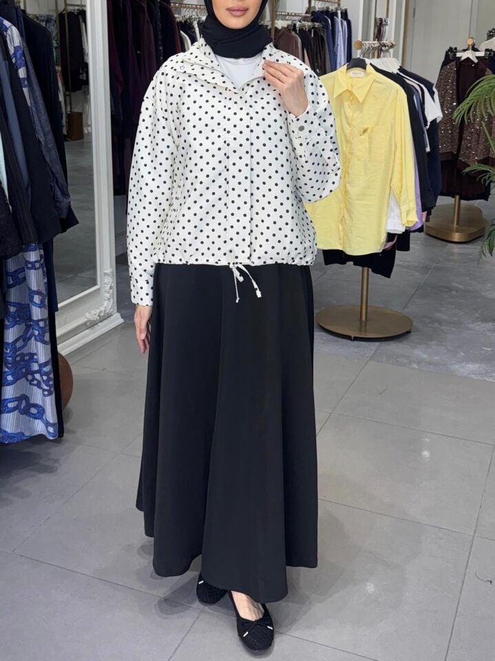 PUANTİYE DESEN CEKET BEYAZ