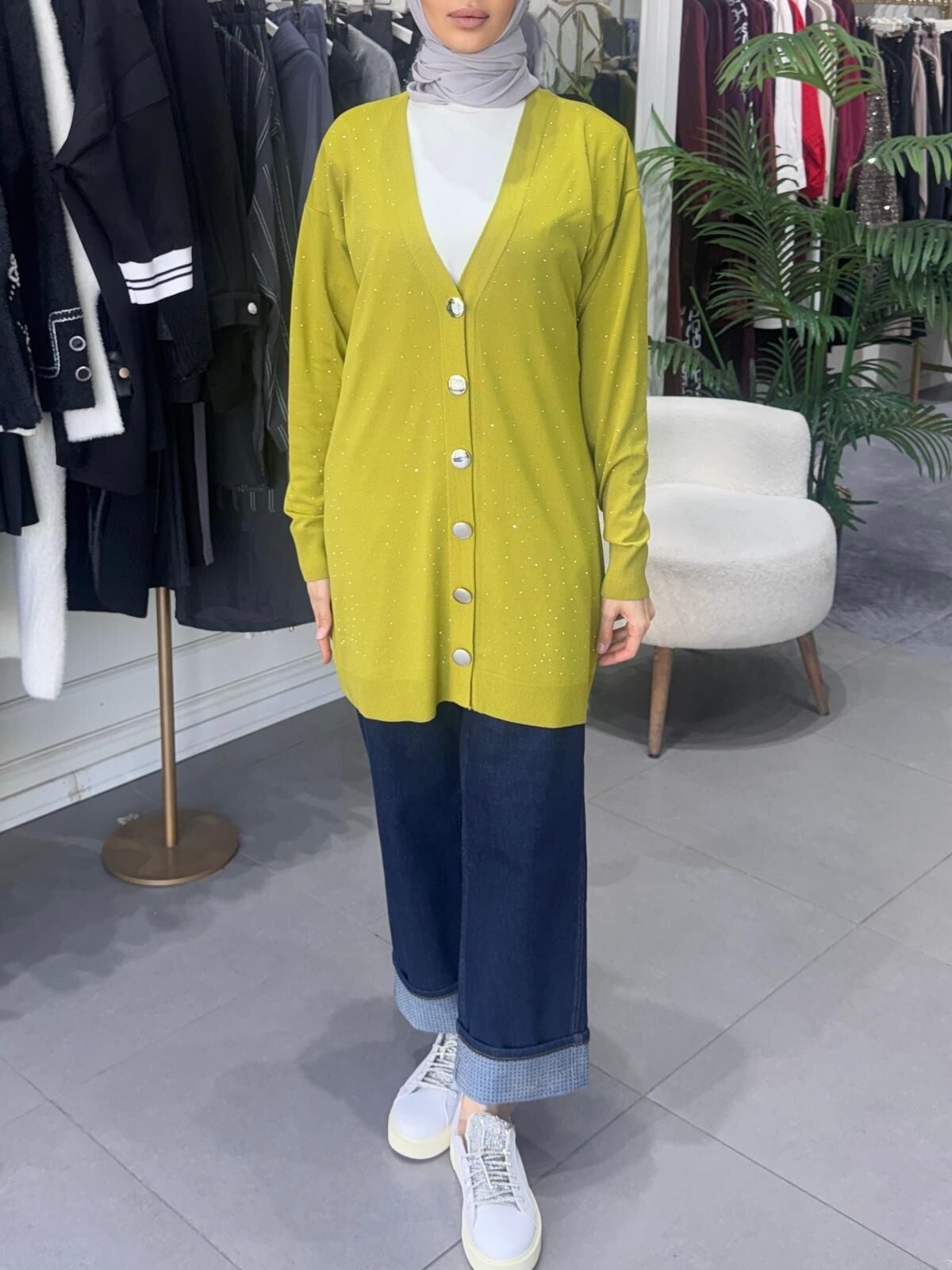 MERSERİZE TAŞLI HIRKA YEŞİL