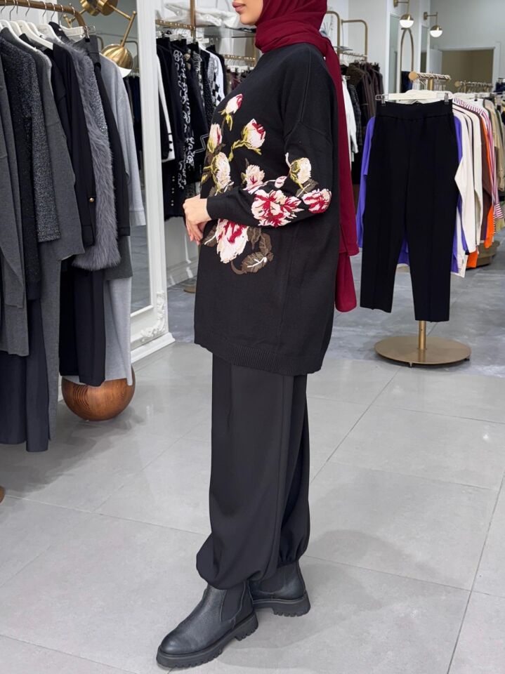 PİLE PANTALON SİYAH