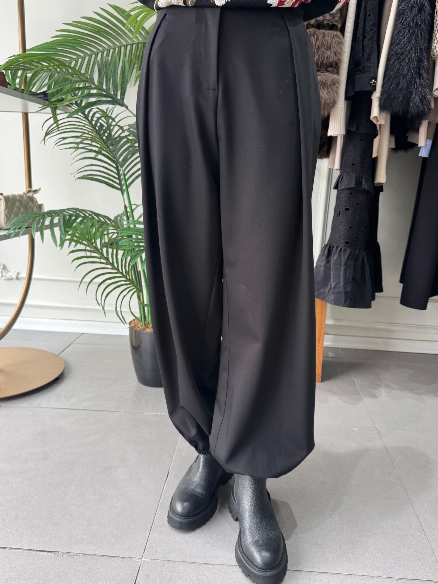 PİLE PANTALON SİYAH