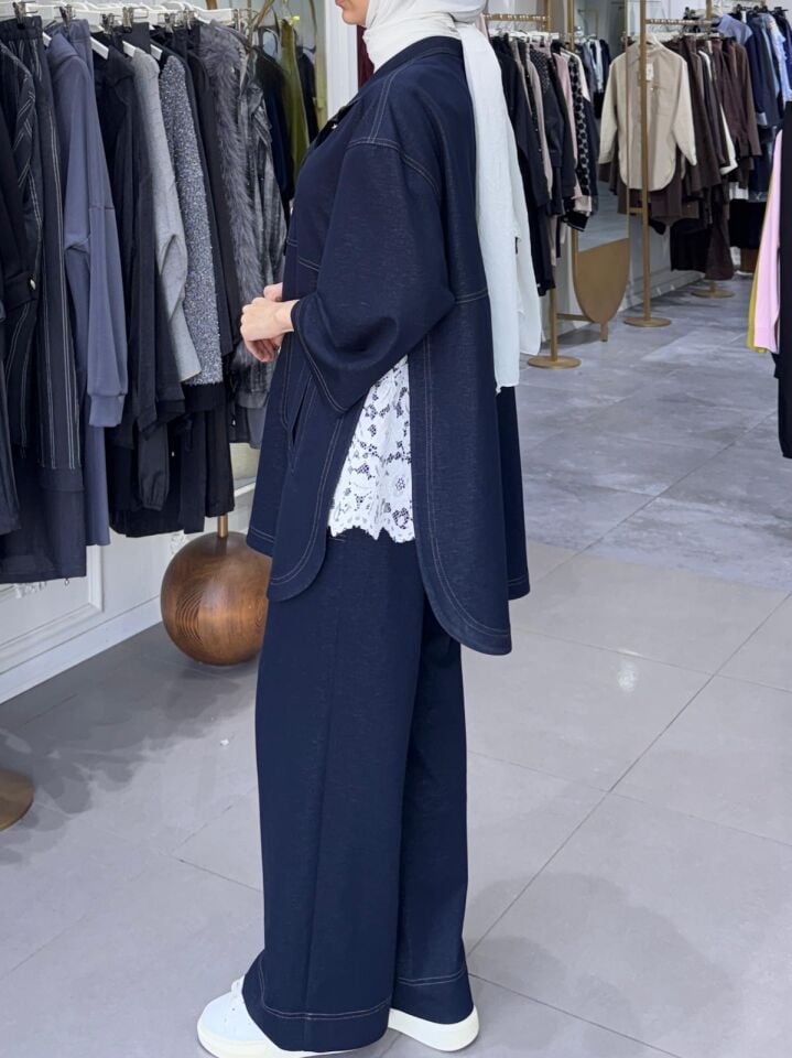 DİKİŞ DETAY KOT TAKIM LACİVERT