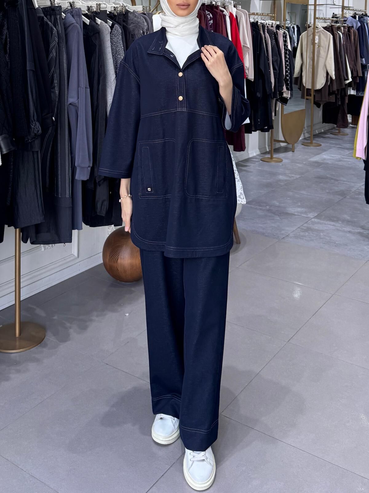 DİKİŞ DETAY KOT TAKIM LACİVERT