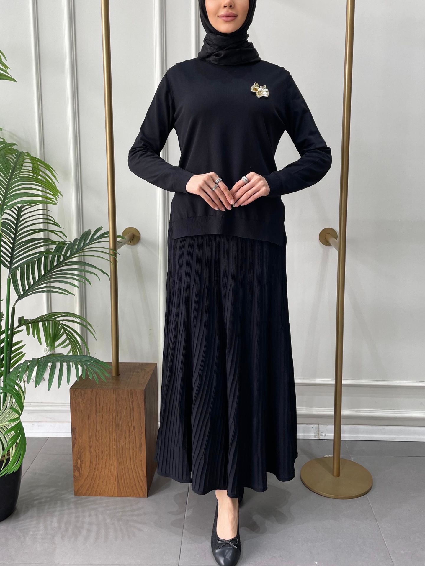 ELEGANTE TRİKO BLUZ SİYAH