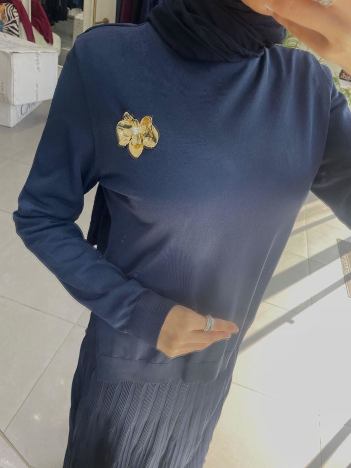 ELEGANTE TRİKO BLUZ LACİVERT