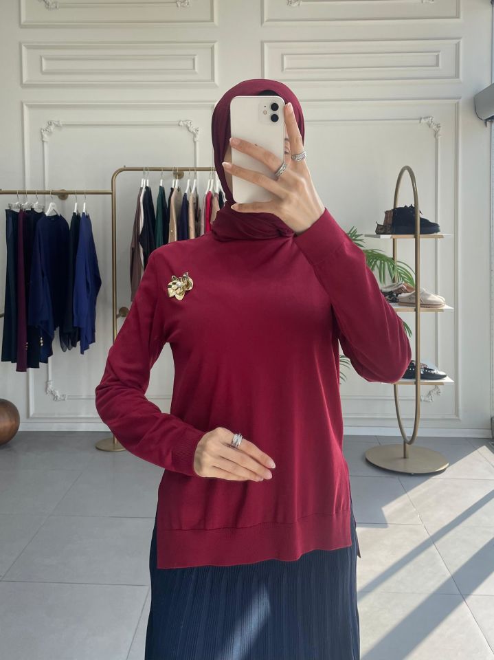 ELEGANTE TRİKO BLUZ VİŞNE