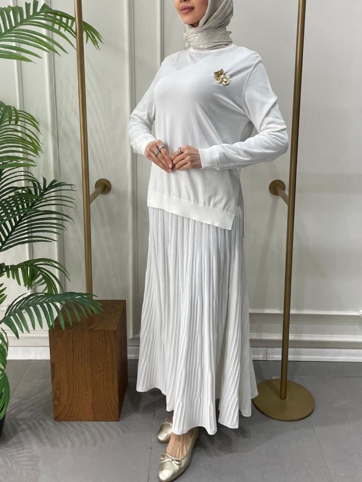 ELEGANTE TRİKO BLUZ EKRU