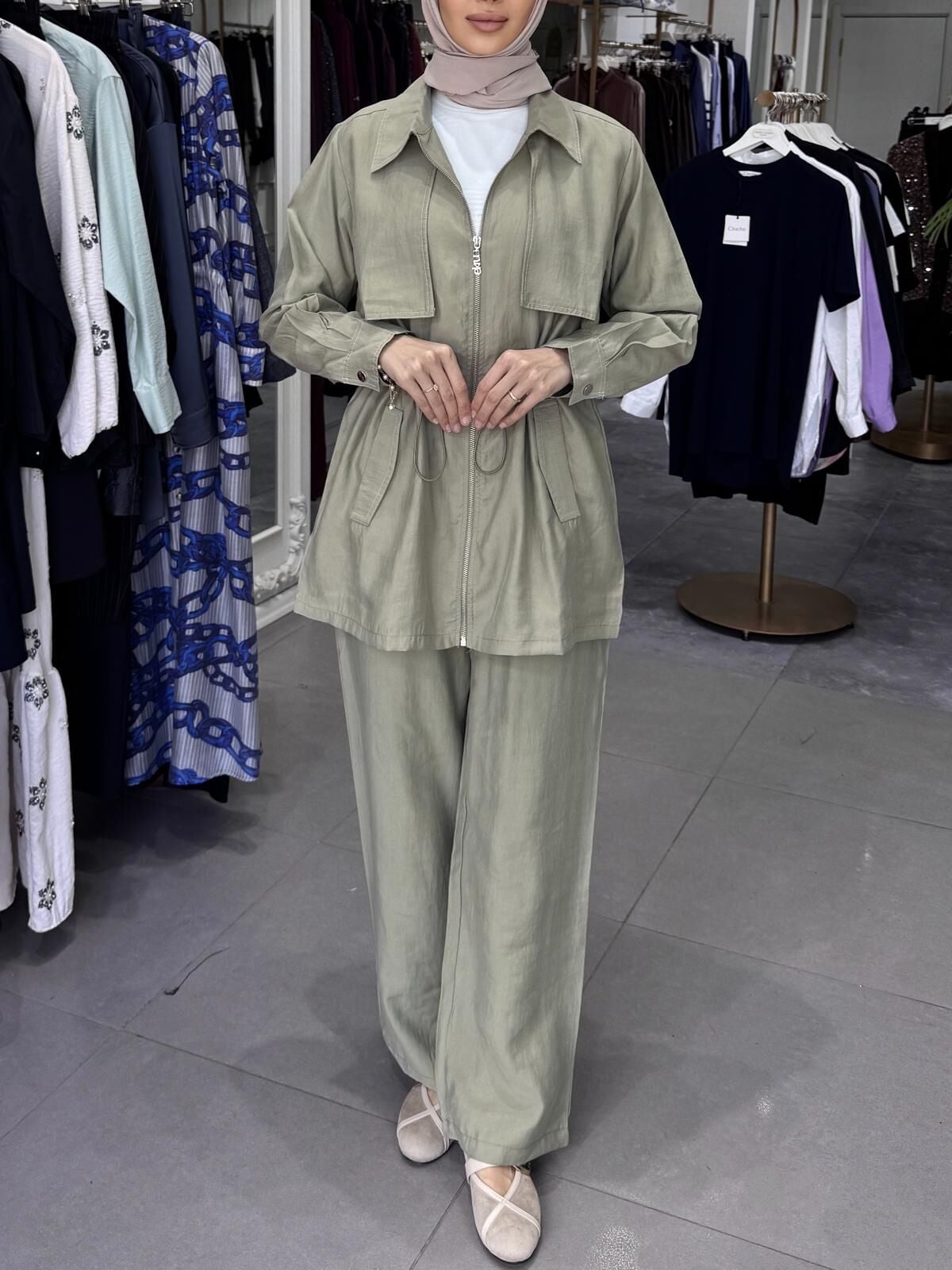 KONTRAST DİKİŞ DETAY TAKIM YEŞİL