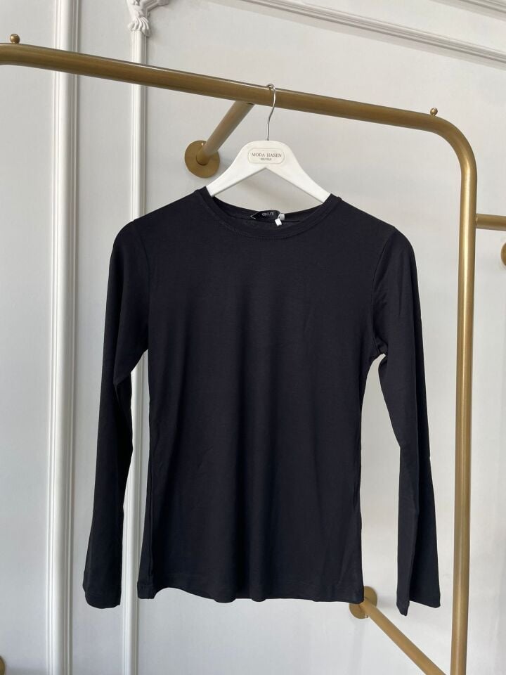 SIFIR YAKA UZUN KOL BODY SİYAH