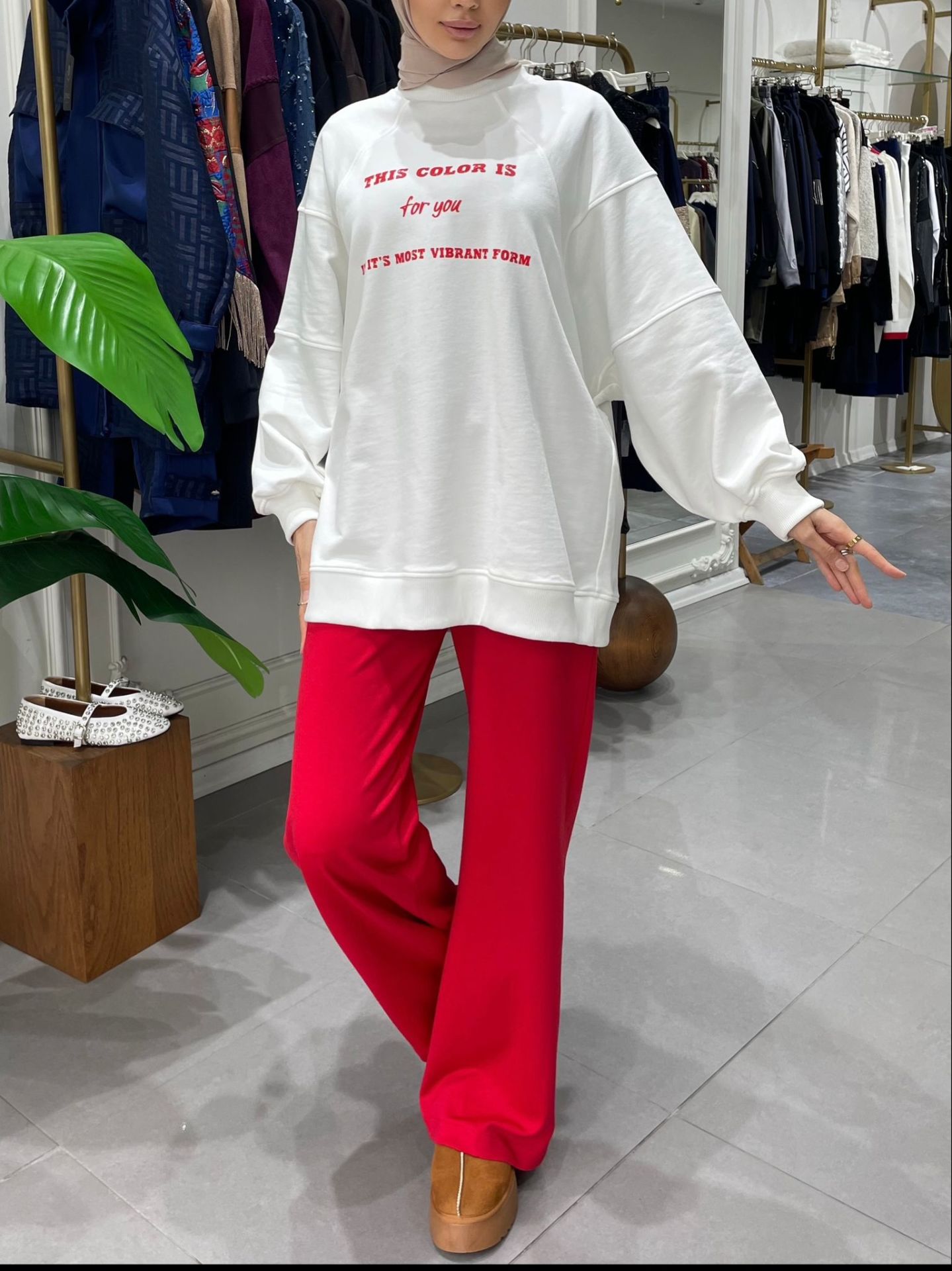 COLOR SWEAT BEYAZ