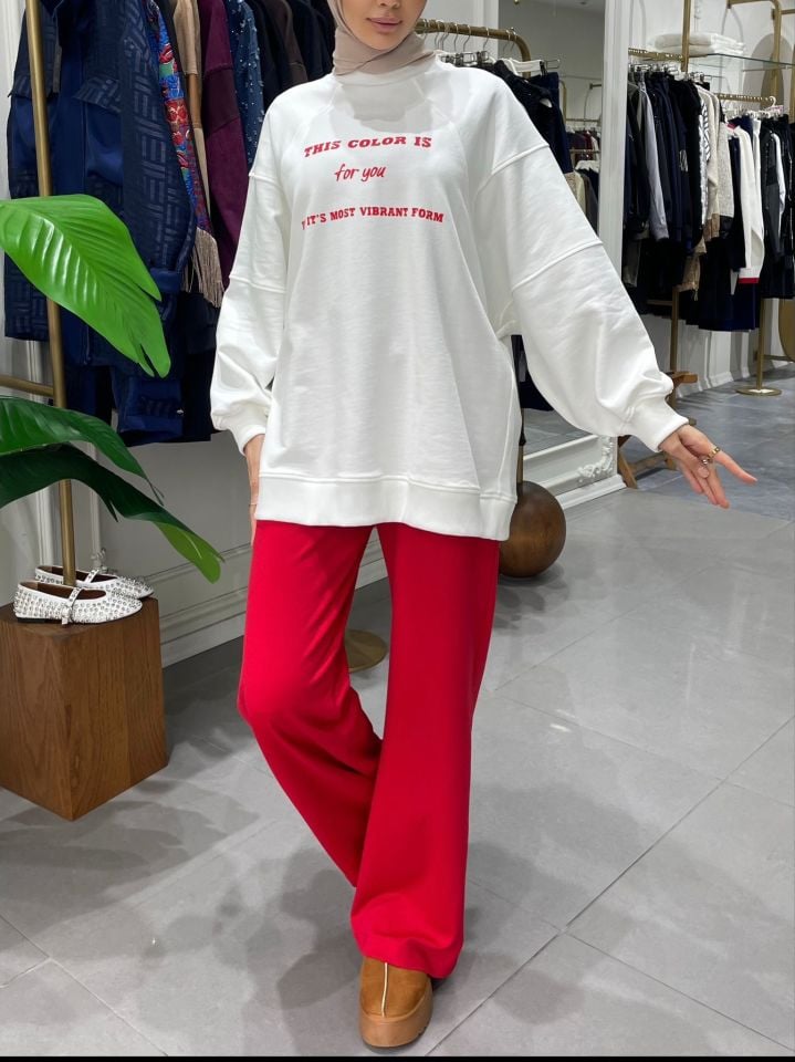 COLOR SWEAT BEYAZ