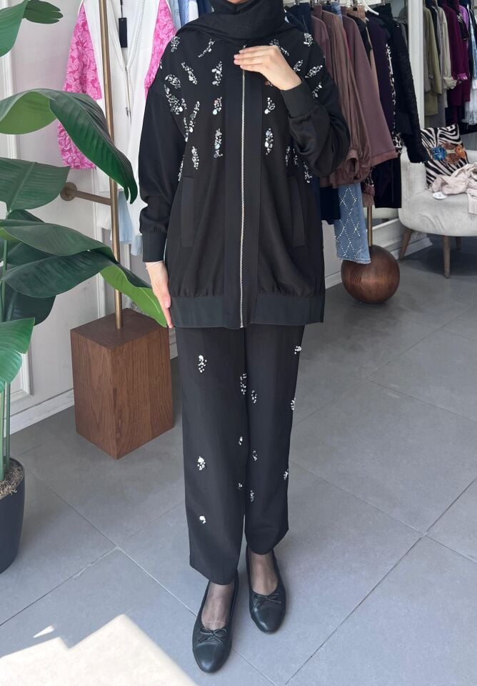 ZIPPER CASUAL TAKIM SİYAH