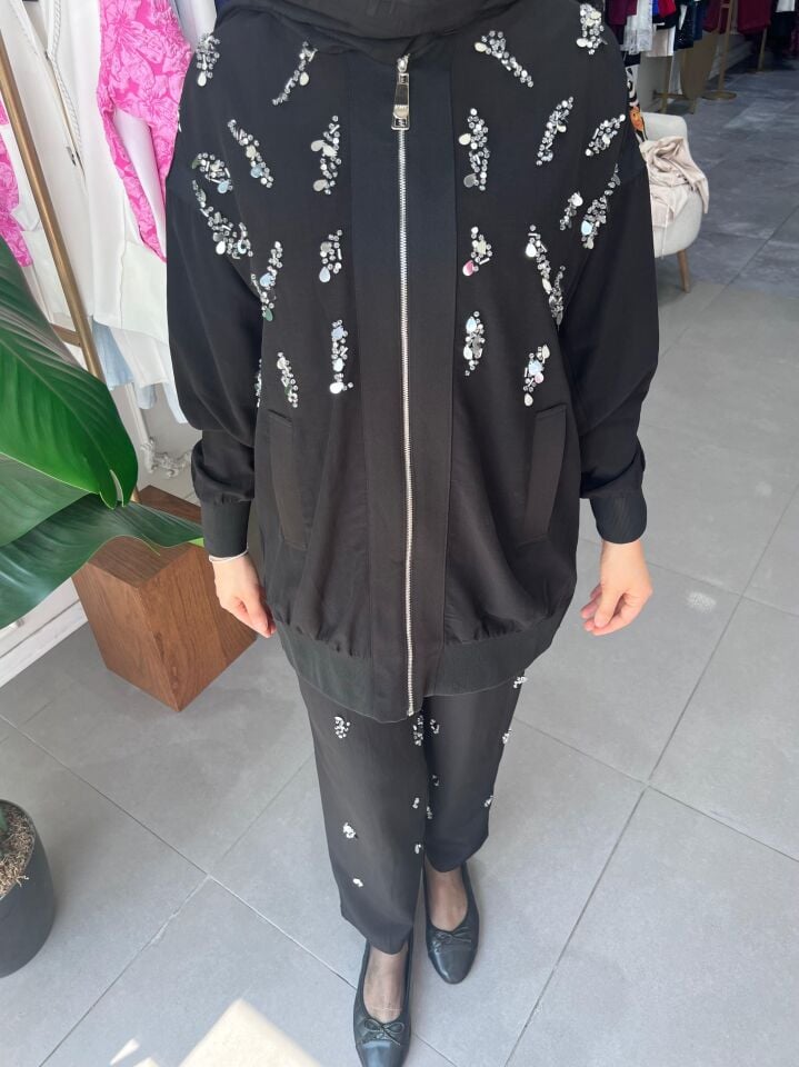 ZIPPER CASUAL TAKIM SİYAH