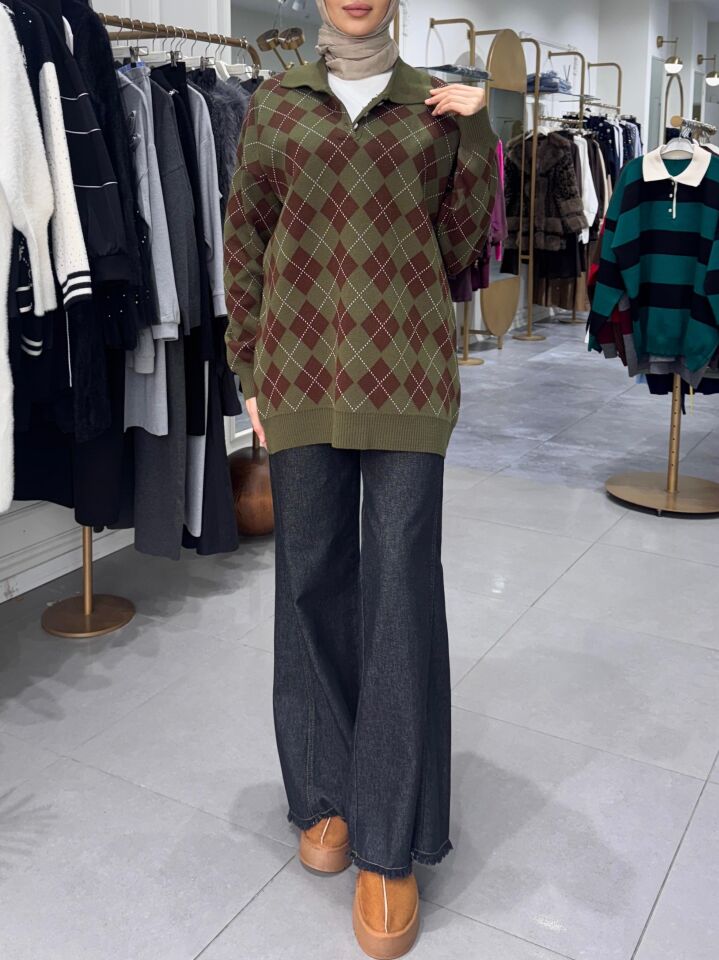 BAKLAVA DESEN KAZAK HAKİ