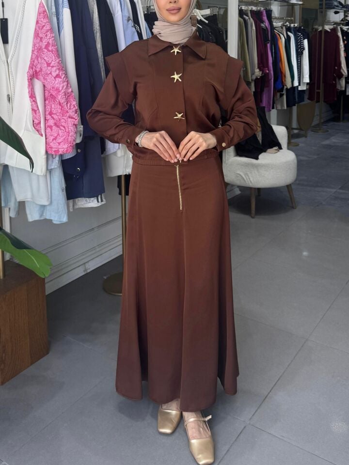 JACKET SKIRT TAKIM KAHVE