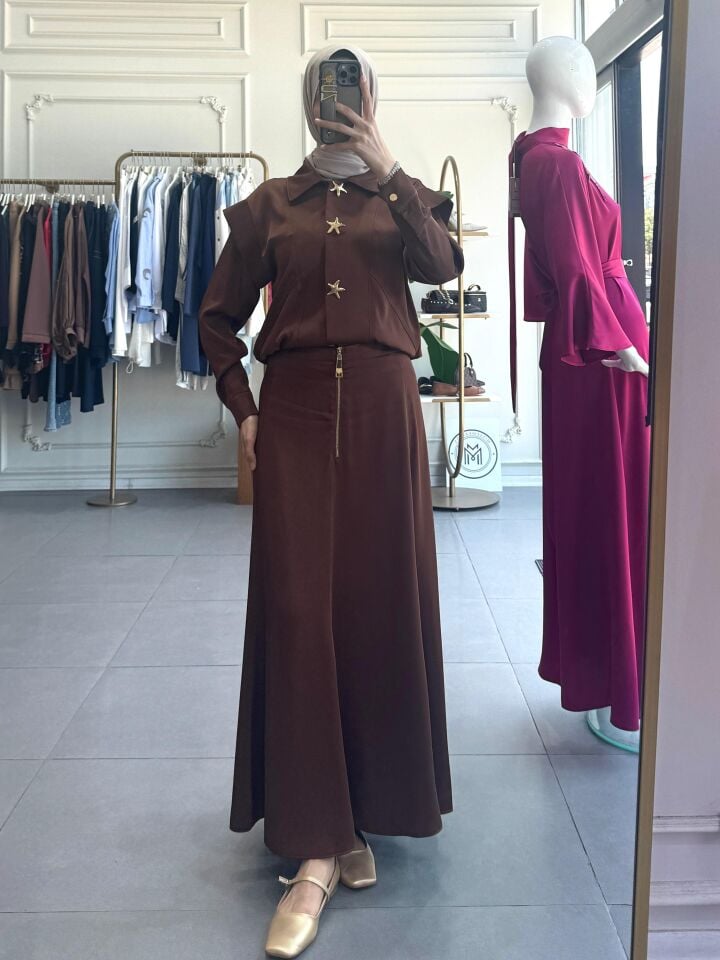 JACKET SKIRT TAKIM KAHVE