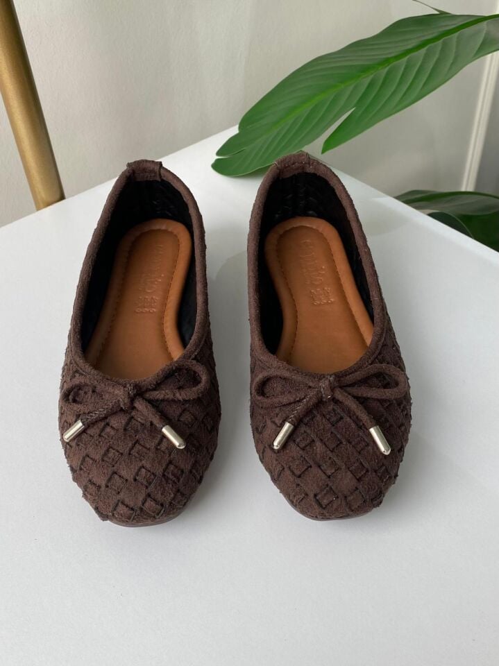 ÖRGÜLÜ SÜET BABET KAHVE