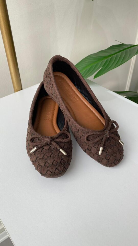 ÖRGÜLÜ SÜET BABET KAHVE