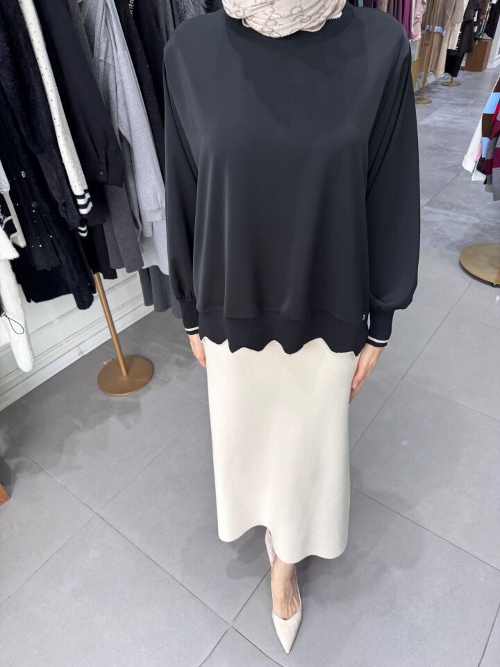 ZİKZAK RİBANA BLUZ SİYAH