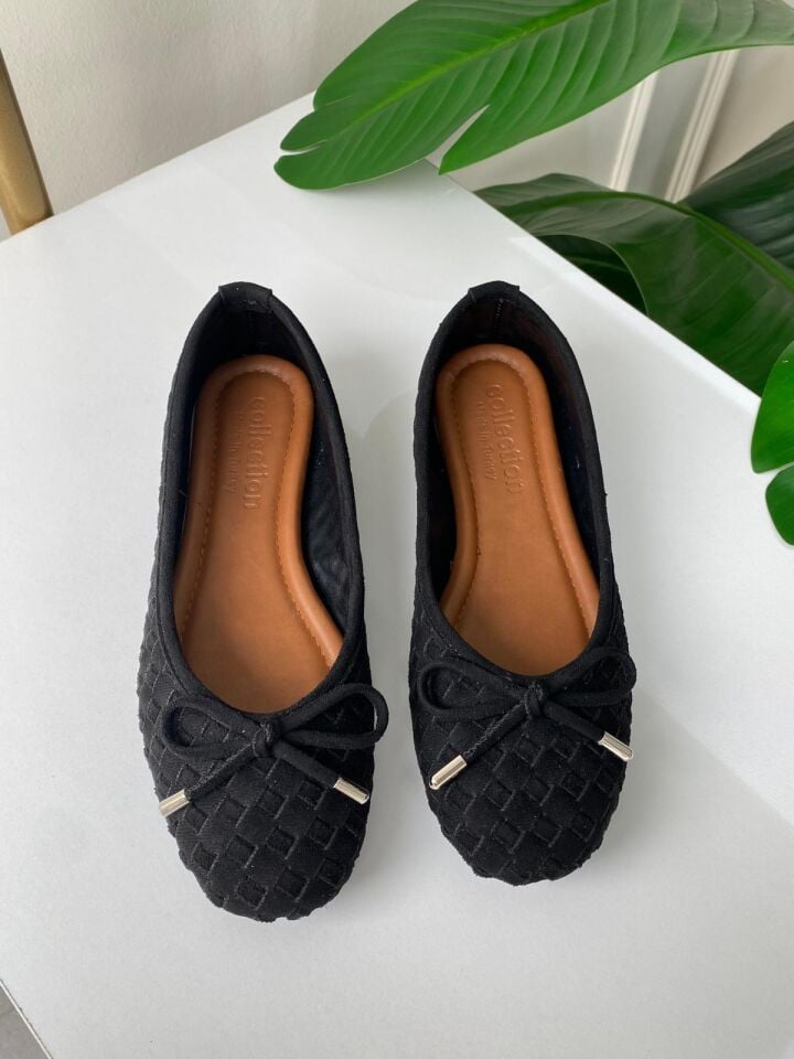 ÖRGÜLÜ SÜET BABET SİYAH