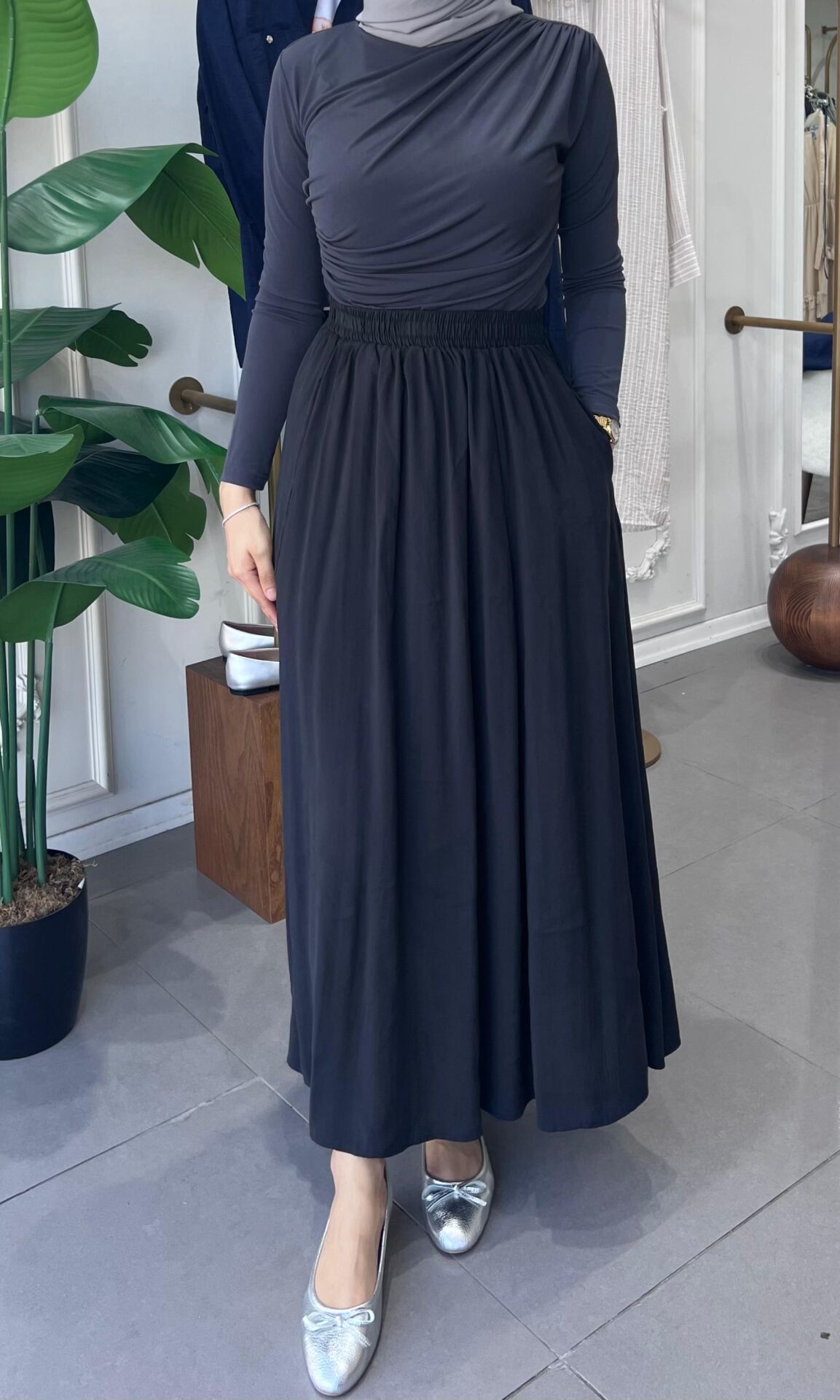 DRAPE BLUZ ANTRASİT