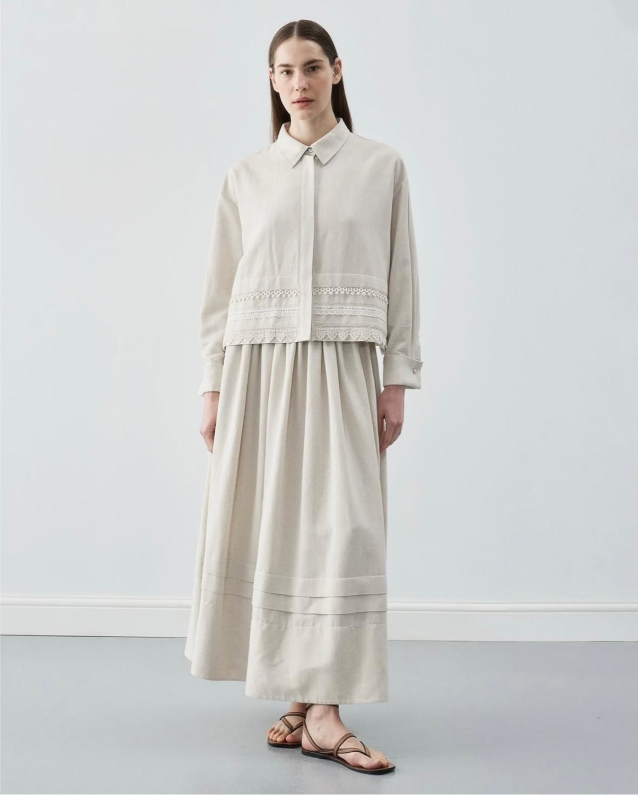 FİSTO DETAYLI ETEKLİ TAKIM BEJ