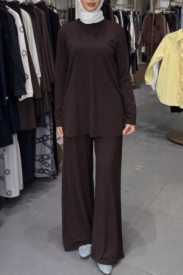 TİRİL UZUN KOLLU TİŞÖRT KAHVE