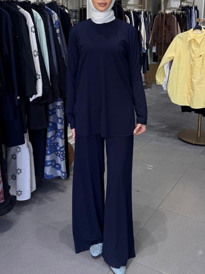 TİRİL UZUN KOLLU TİŞÖRT LACİVERT