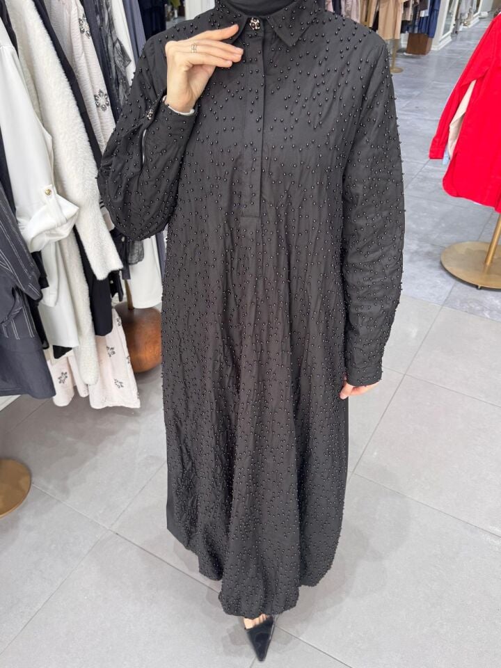 BONCUK İŞLEMELİ ELBİSE