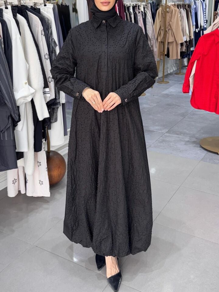 BONCUK İŞLEMELİ ELBİSE