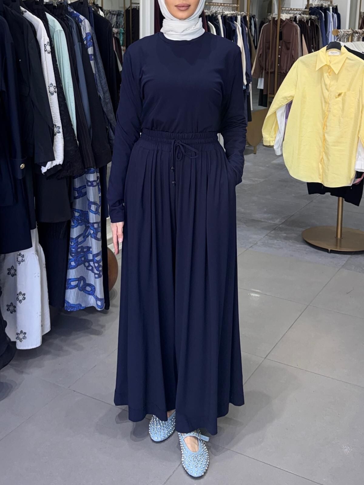 TİRİL BOL PAÇA PANTOLON LACİVERT