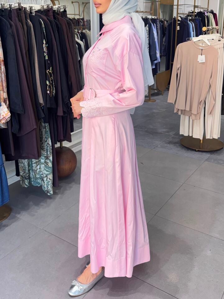 PERLA COTTON ELBİSE PEMBE
