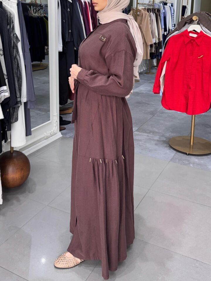 HAKİM YAKA KETEN ELBİSE