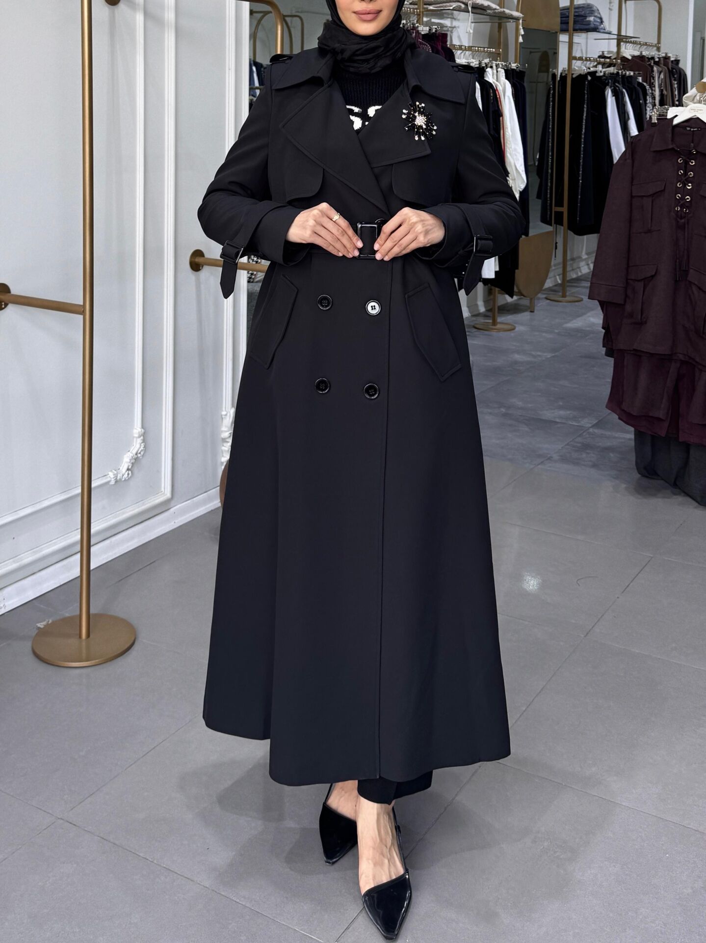 ROSE TRENÇKOT SİYAH