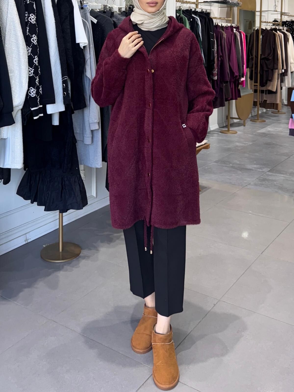 ZİKZAK ANGORA BORDO