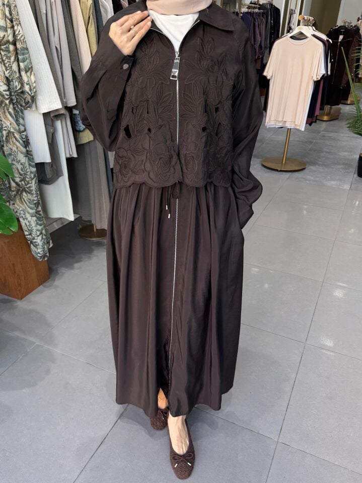 GRACE CUT ELBİSE KAHVE