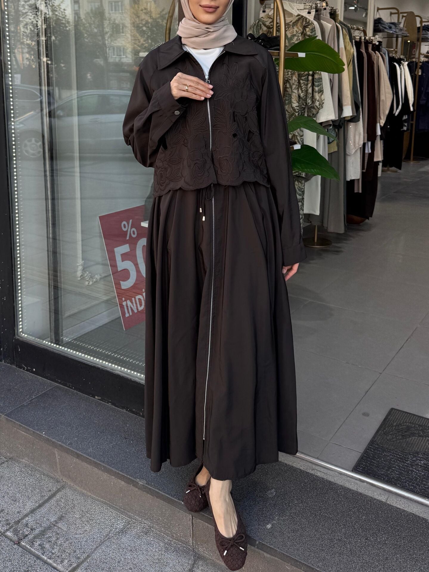 GRACE CUT ELBİSE KAHVE