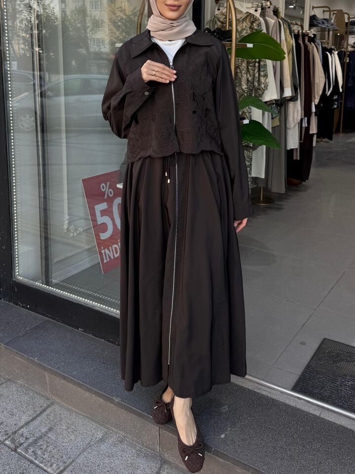 GRACE CUT ELBİSE KAHVE