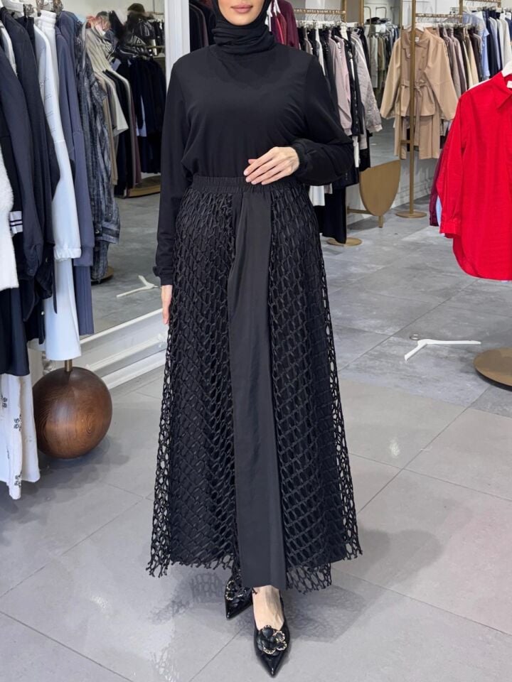 FİLE ÖRGÜ DETAYLI PANTOLON