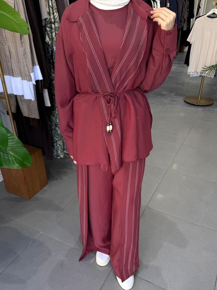 MİRANDA ÜÇLÜ TAKIM BORDO