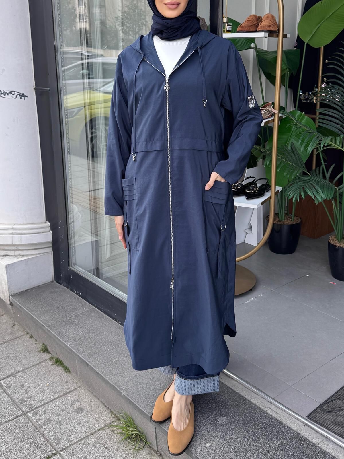 PİLELİ METAL TOKALI SAFARİ KAP LACİVERT